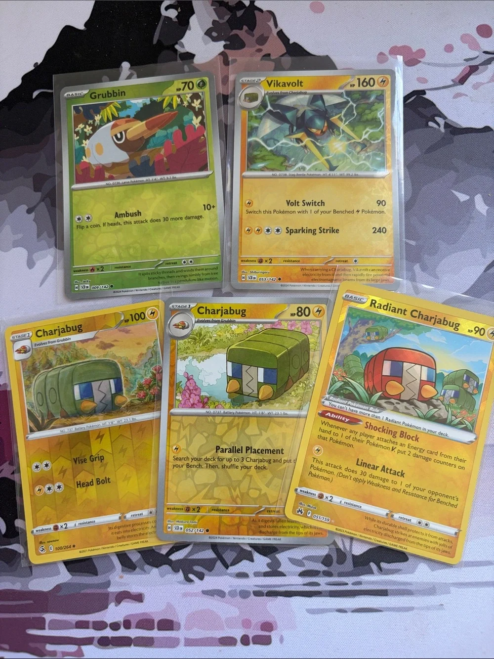 Grubbin Charjabug & Vikavolt Evolution Lot | Radiant Reverse Holo Pokémon ✨5/$25